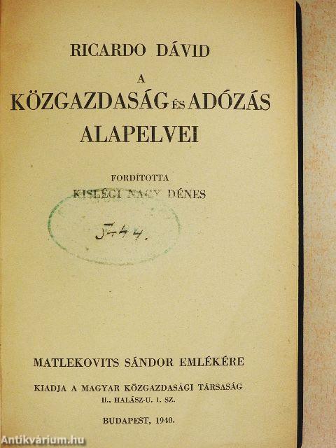 A közgazdaság és adózás alapelvei