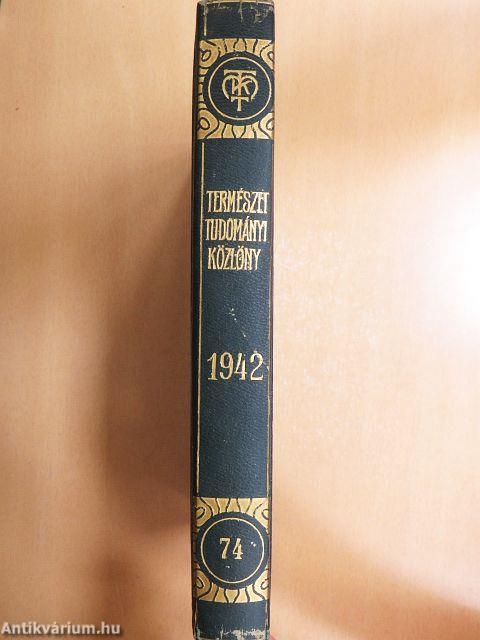 Természettudományi Közlöny 1942. január-december/Pótfüzetek a Természettudományi Közlönyhöz 1942. január-december
