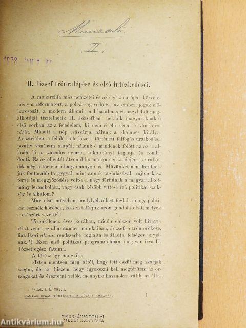 Magyarország története II. József korában II.