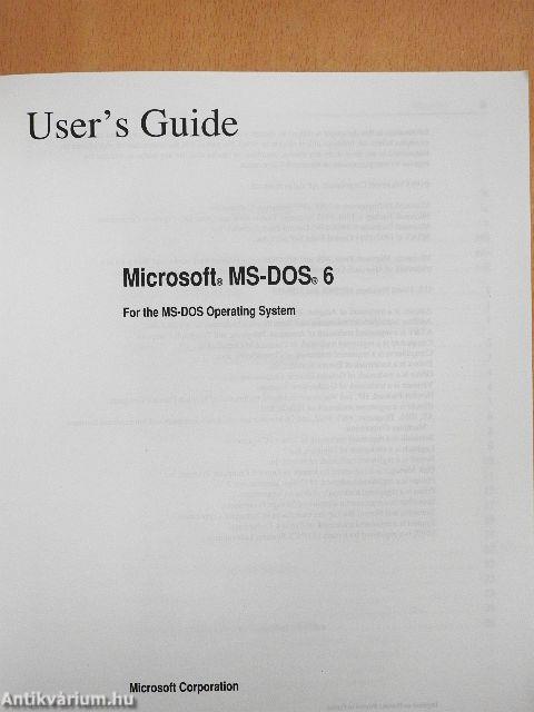 Microsoft MS-DOS 6 For the MS-DOS Operating System
