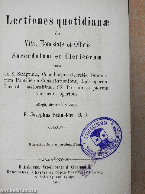 Lectiones quotidianae de Vita, Honestate et Officiis Sacerdotum et Clericorum