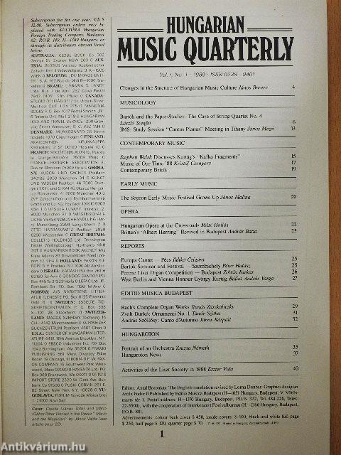 Hungarian Music Quarterly 1/1989