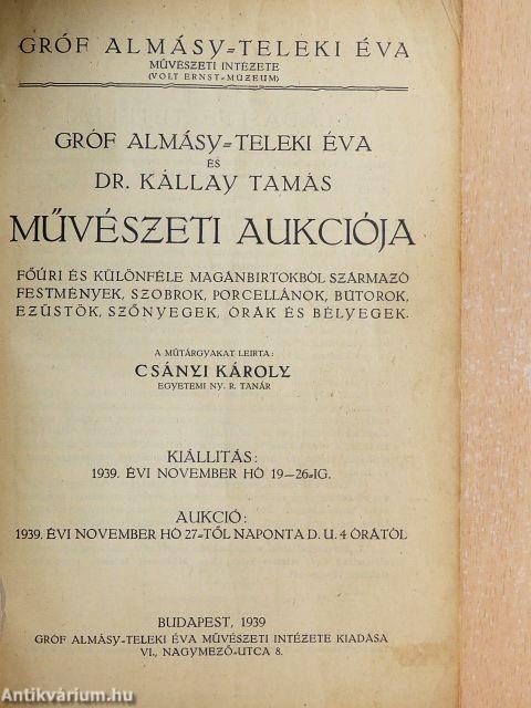 Gróf Almásy-Teleki Éva és Dr. Kállay Tamás művészeti aukciója