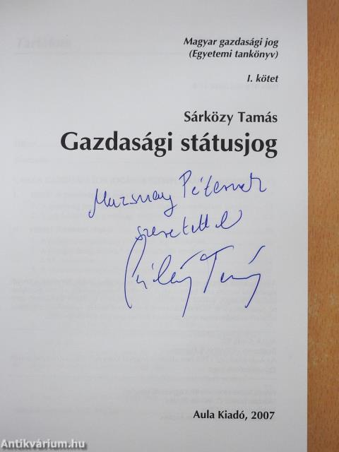 Gazdasági státusjog (dedikált példány)