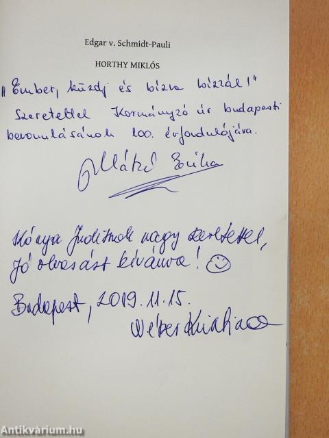 Horthy Miklós (kétszeresen dedikált példány)