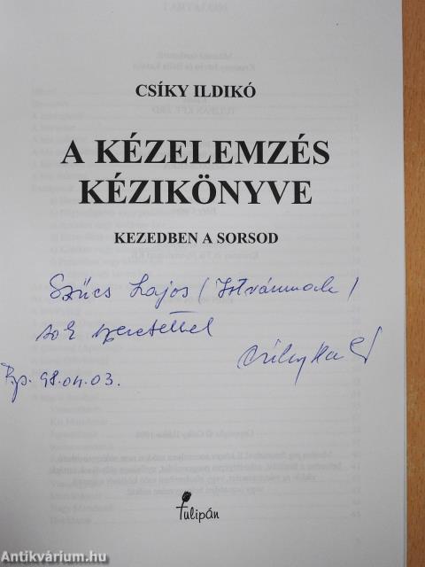 A kézelemzés kézikönyve (dedikált példány)