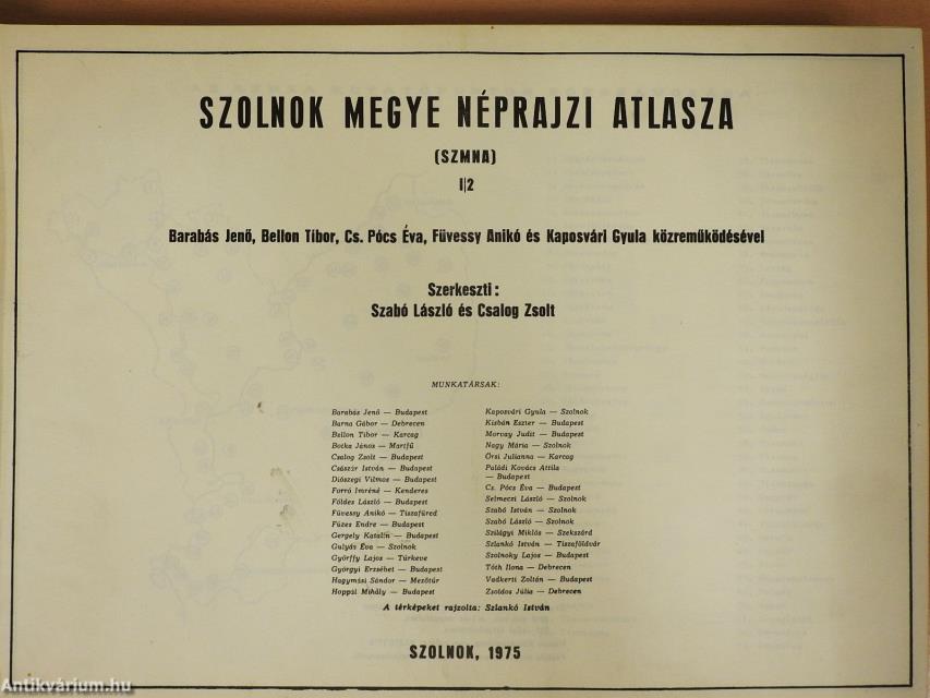 Szolnok megye néprajzi atlasza I/2.