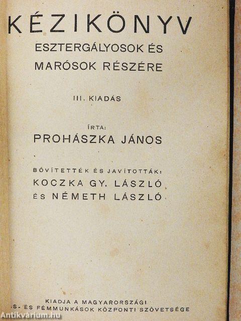 Kézikönyv esztergályosok és marósok részére