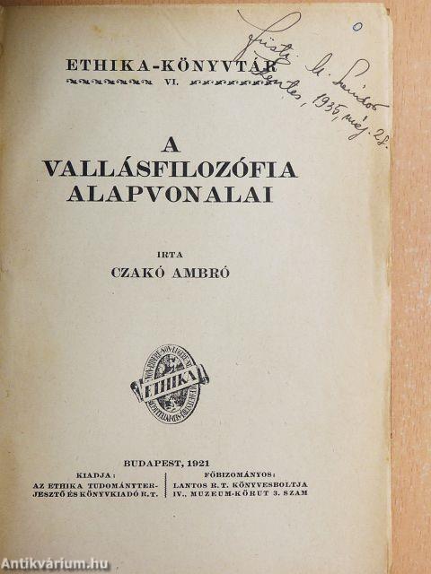 A vallásfilozófia alapvonalai