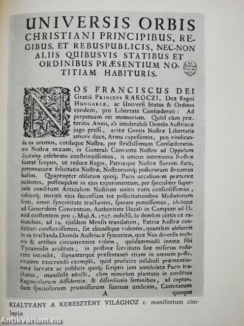 A Rákóczi-szabadságharc és Európa (dedikált példány)