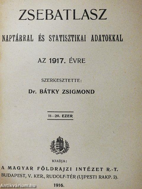 Zsebatlasz naptárral és statisztikai adatokkal az 1917. évre