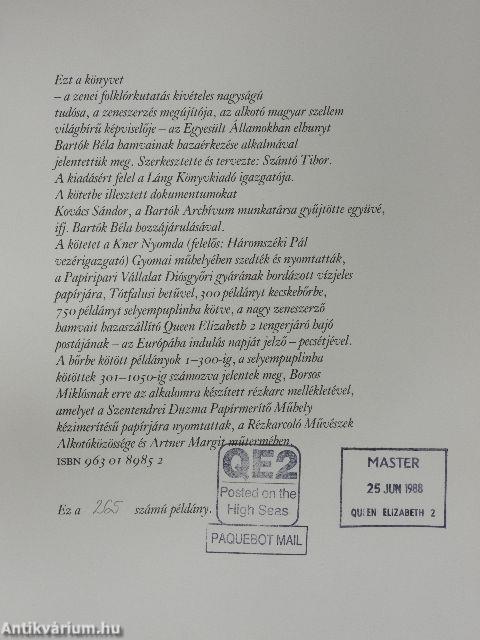 Bartók Béla köszöntése - rézkarc melléklettel