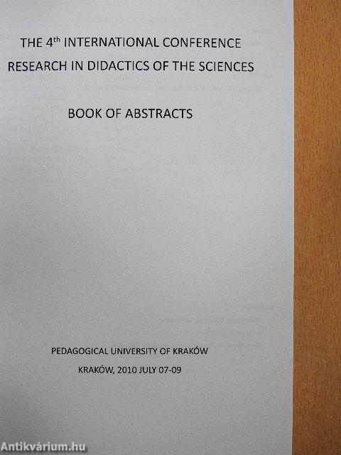 The 4th International Conference Resarch in Didactics of the Sciences - Book of Abstracts