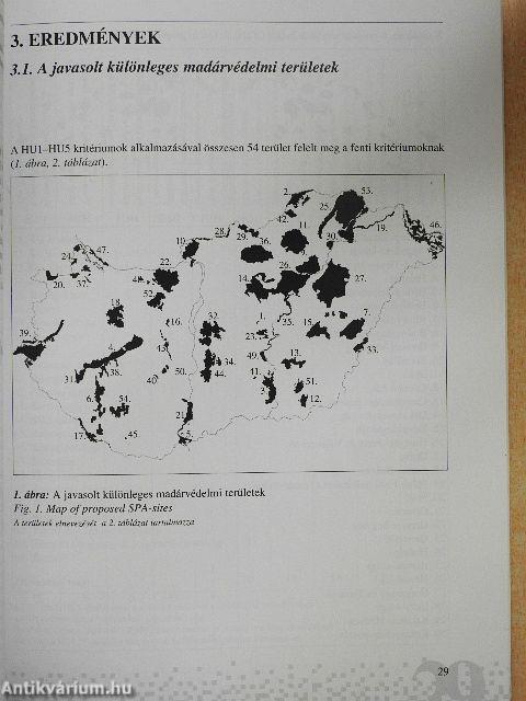 Javasolt különleges madárvédelmi területek Magyarországon