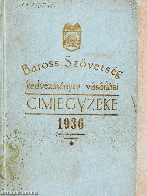 A Baross Szövetség kedvezményes vásárlási címjegyzéke 1936