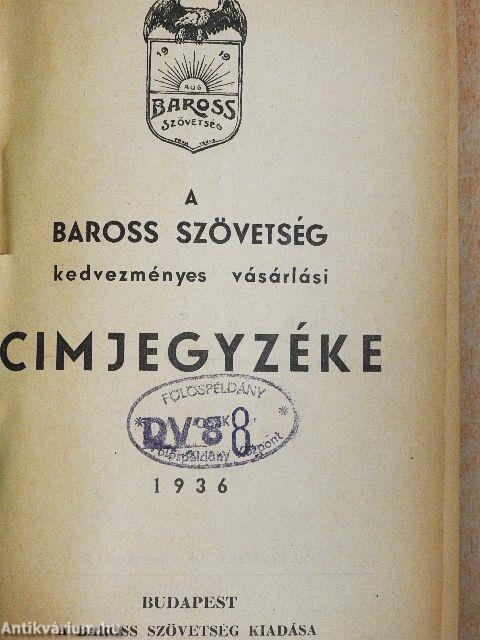 A Baross Szövetség kedvezményes vásárlási címjegyzéke 1936