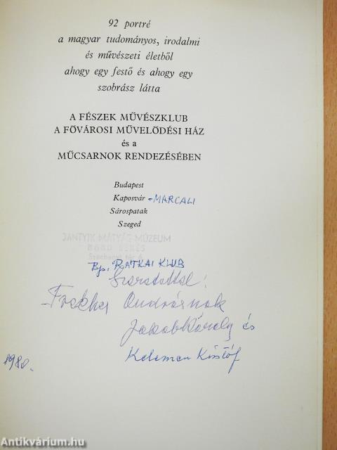 Jakab Károly és Kelemen Kristóf arcképcsarnoka (kétszeresen dedikált példány)