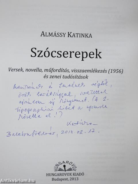 Szócserepek (dedikált példány)