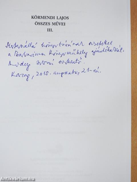 Körmendi Lajos összes művei I-III. (dedikált példány)