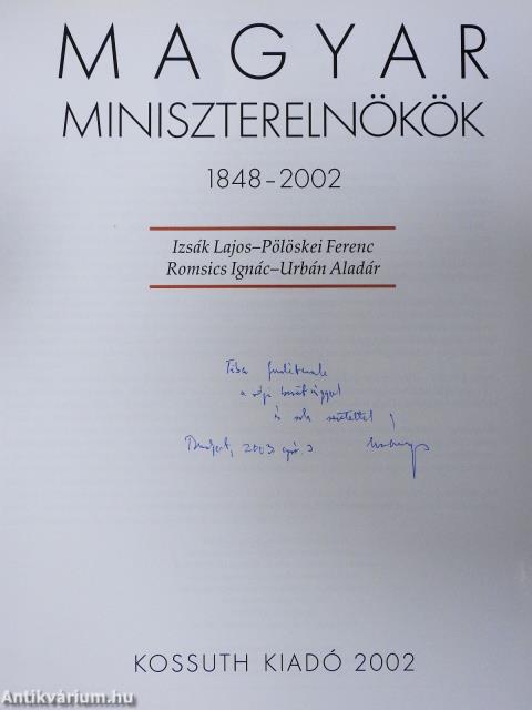 Magyar miniszterelnökök (dedikált példány)