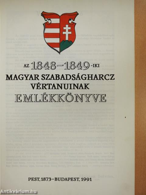 Az 1848-1849-iki Magyar Szabadságharcz vértanuinak emlékkönyve
