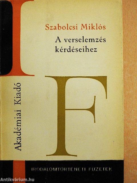 A verselemzés kérdéseihez