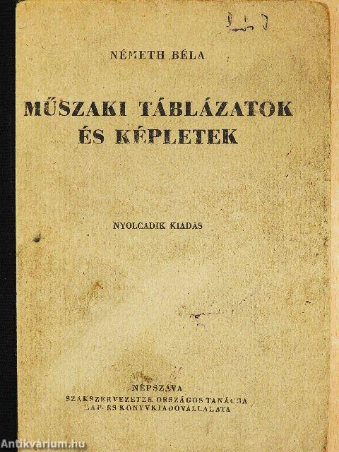 Műszaki táblázatok és képletek