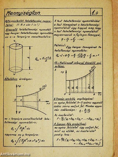 Műszaki táblázatok és képletek
