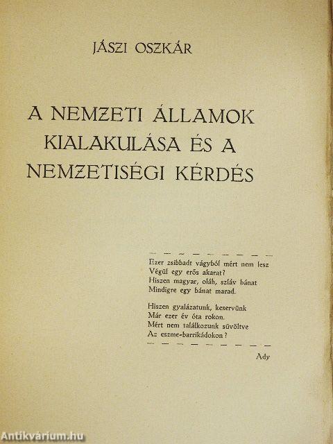 A nemzeti államok kialakulása és a nemzetiségi kérdés