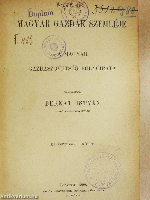 Magyar Gazdák Szemléje 1898. január-december I-II.