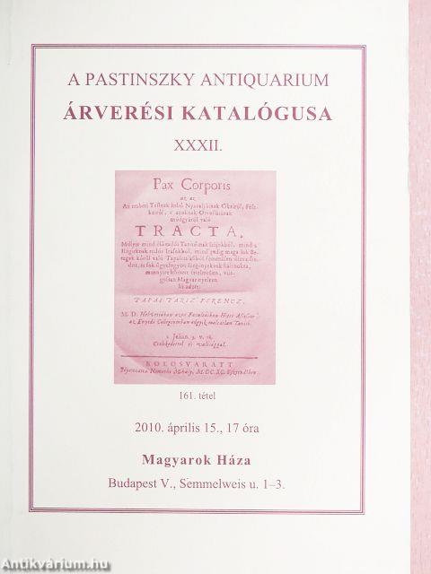 A Pastinszky Antiquarium árverési katalógusa XXXII.