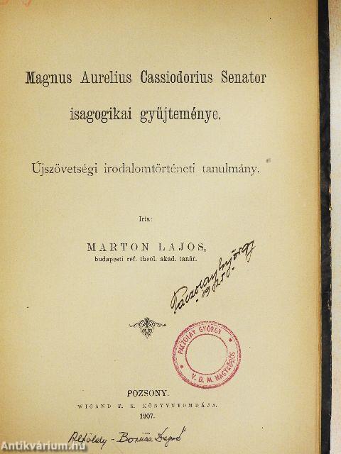 Magnus Aurelis Cassiodorius Senator isagogikai gyűjteménye