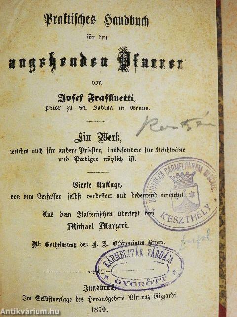 Praktisches Handbuch für den angehenden Pfarrer (gótbetűs)