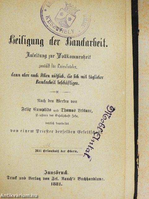 Heiligung der Handarbeit (gótbetűs)