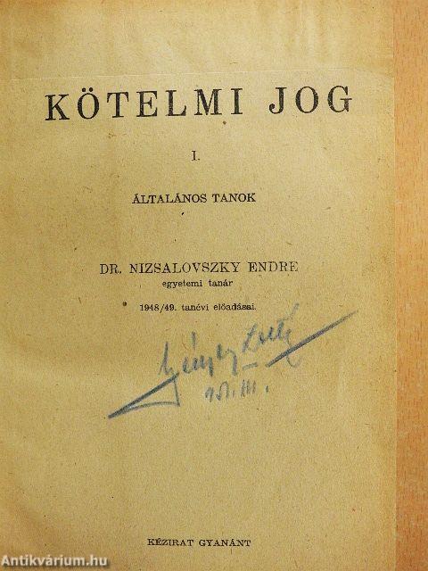Kötelmi jog I.
