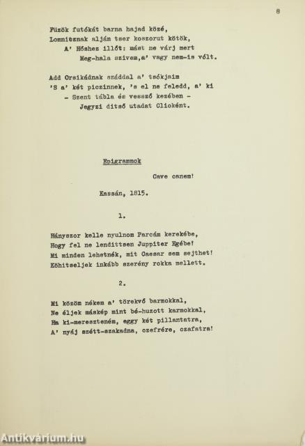 Weöres Sándor kézirat