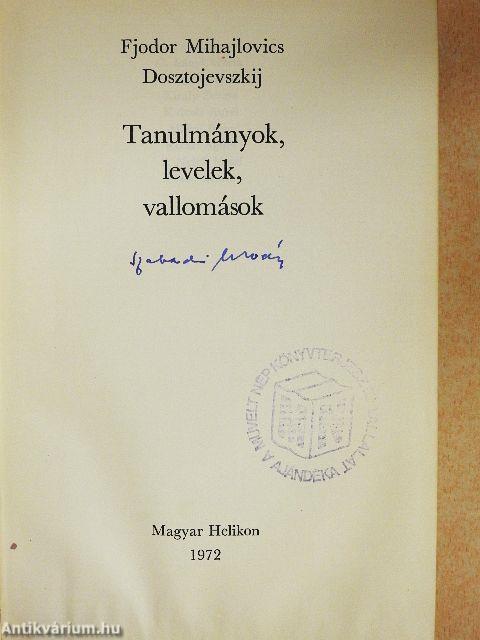 Tanulmányok, levelek, vallomások