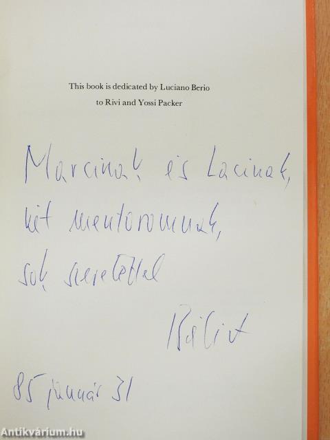 Two interviews with Rossana Dalmonte and Bálint András Varga (dedikált példány)