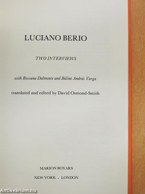 Two interviews with Rossana Dalmonte and Bálint András Varga (dedikált példány)