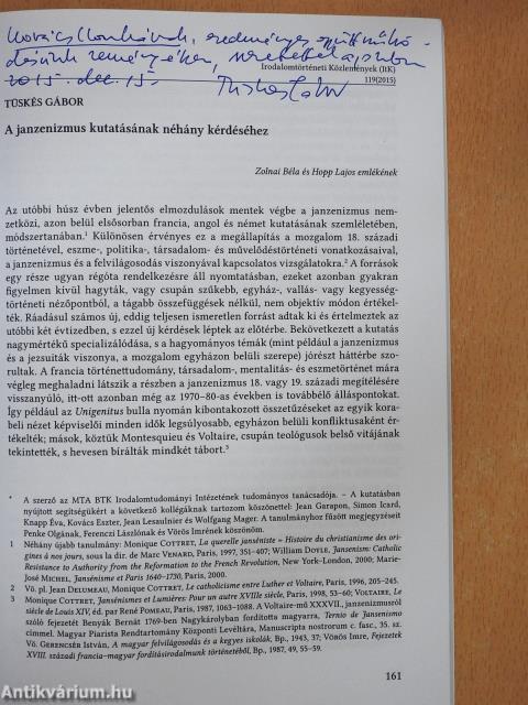 Irodalomtörténeti Közlemények 2015/2. (dedikált példány)