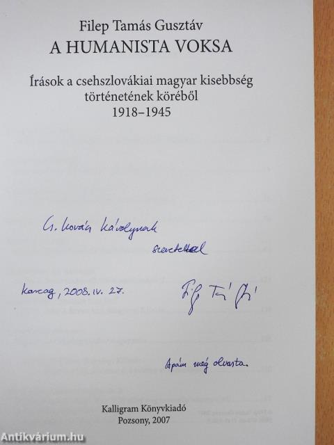 A humanista voksa (dedikált példány)