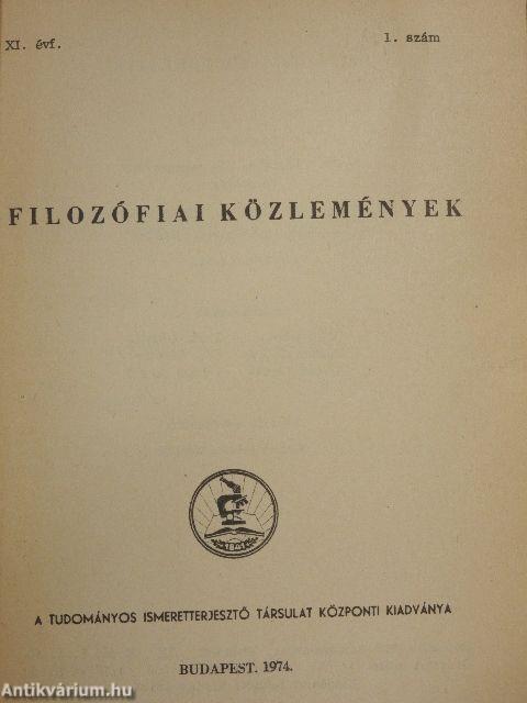 Filozófiai közlemények 1974/1.