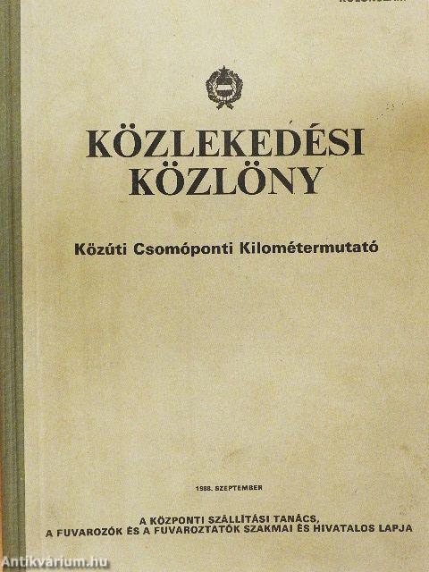 Közlekedési Közlöny 1988. szeptember - Különszám