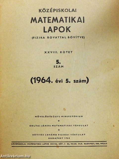 Középiskolai matematikai lapok 1964/5.