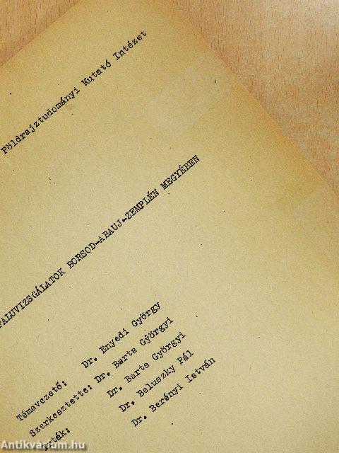 Faluvizsgálatok Borod-Abaúj-Zemplén megyében