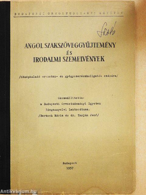 Angol szakszöveggyűjtemény és irodalmi szemelvények