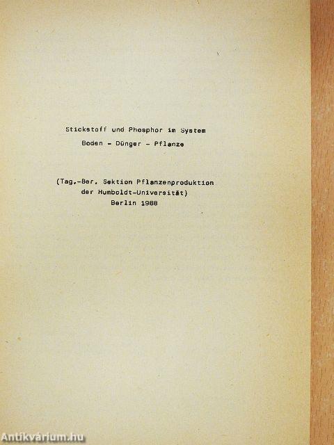 Stickstoff und Phosphor im System Boden-Dünger-Pflanze