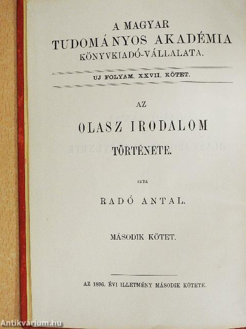 Az olasz irodalom története II.