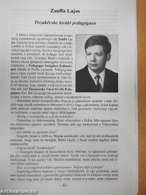 A Móricz Zsigmond Gimnázium jubileumi évkönyve 1963-2003