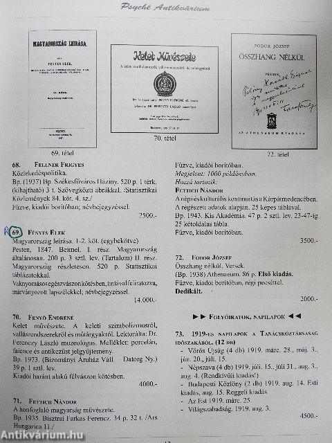 A Psyché Antikvárium 10. árverése